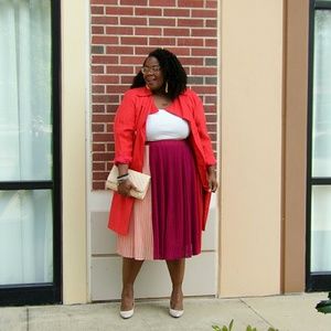 Multi color block pleated skirt